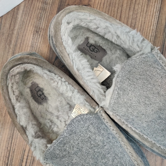 UGG Slippers Ascot Wool Gray Suede Moc Toe Moccasin Slip On Loafer Lined Men's 8 - Picture 7 of 16